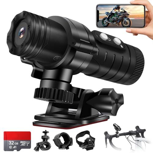 バイク用ドライブレコーダー バイクドラレコ ヘルメットカメラ【スマホ連携 WIFI搭載 120°画角 1080P画質 8時 r.h