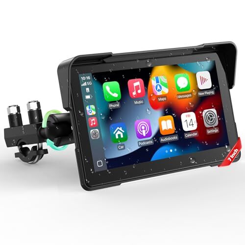 LAMTTO 7インチ バイク用ディスプレイオーディオ バイク ナビ バイク スマートモニター ワイヤレスCarPlay r.h