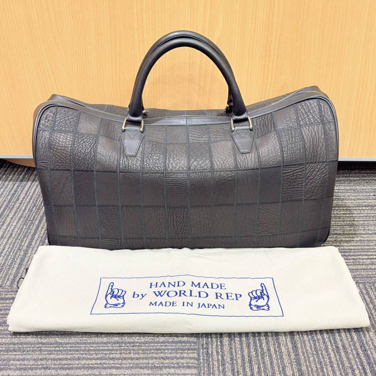 HAND MADE by WORLD REP ハンドメイドバイワールドレップ エキゾチックレザー ブラック 黒色 ボストンバック JRA 品質保証付き 2796