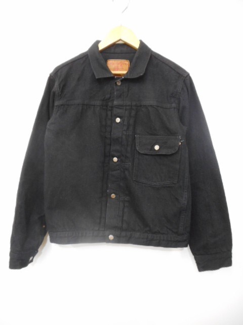 69 送80サ 0531UD11 TCB Jeans 1stタイプ デニムジャケット Gジャン 綿100% 日本製 ブラック サイズ38 中古品