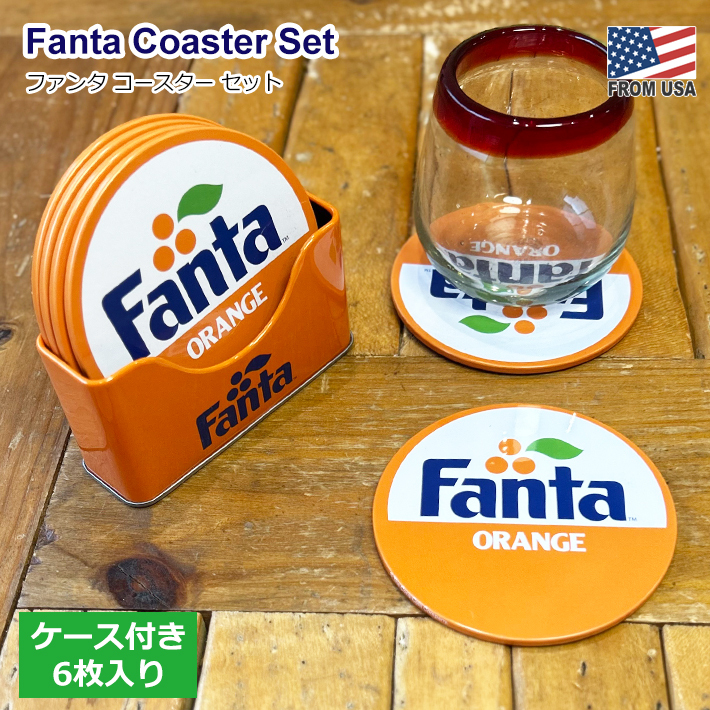 ファンタ コースター セット 6枚入り ケース付き　ファンタオレンジ グッズ 丸型 おしゃれ 飲み物 ドリンク テーブル 配膳 レトロ 収納