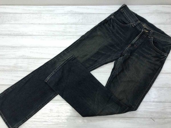ラングラー Wrangler アメカジ ストリート ワーク 無地 ストレート デニム ジーンズ パンツ ボトムス 紺 32 メンズ コットン100%