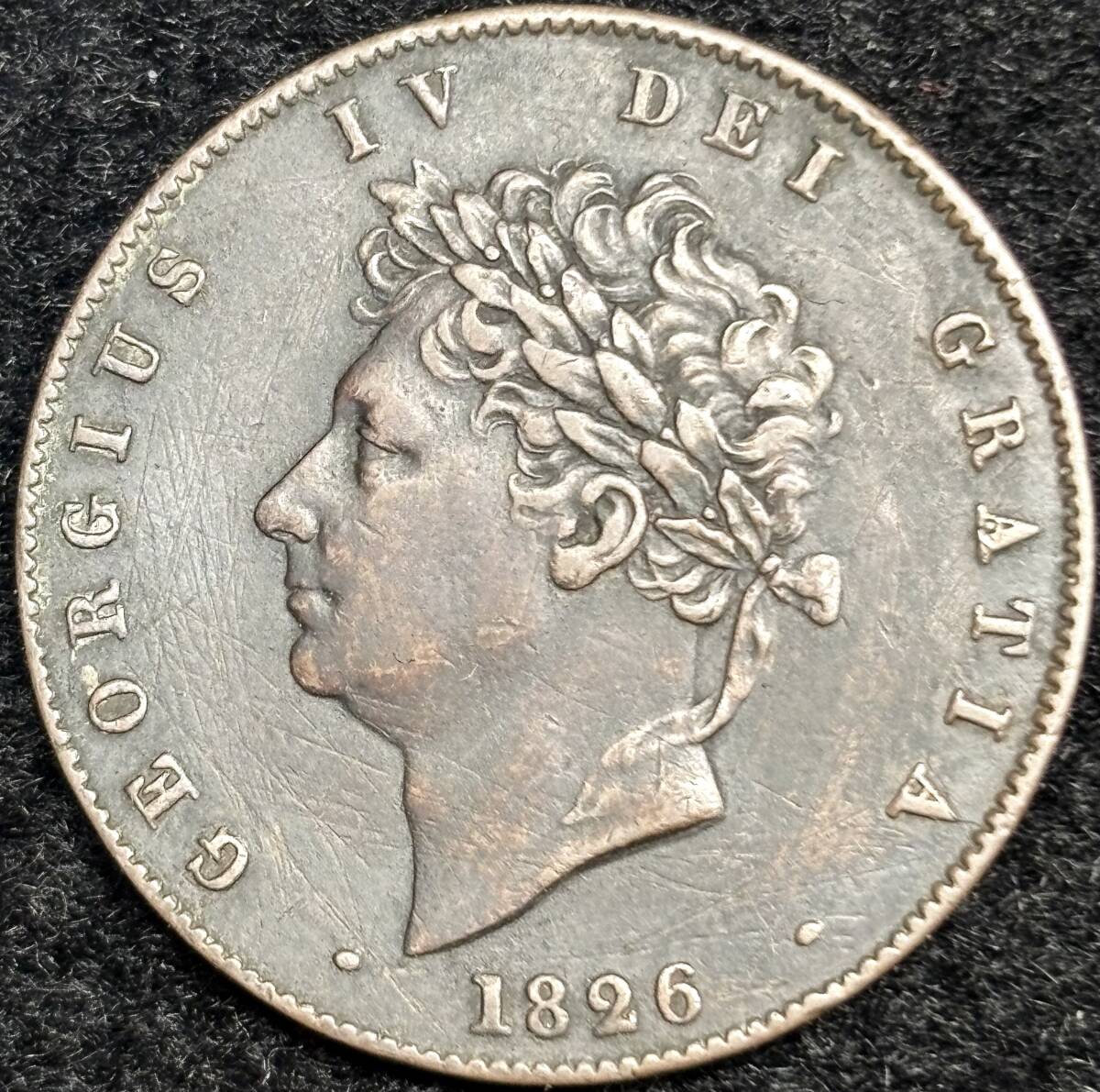 【イギリス銅貨】(1826年銘 9.3g 直径28mm)