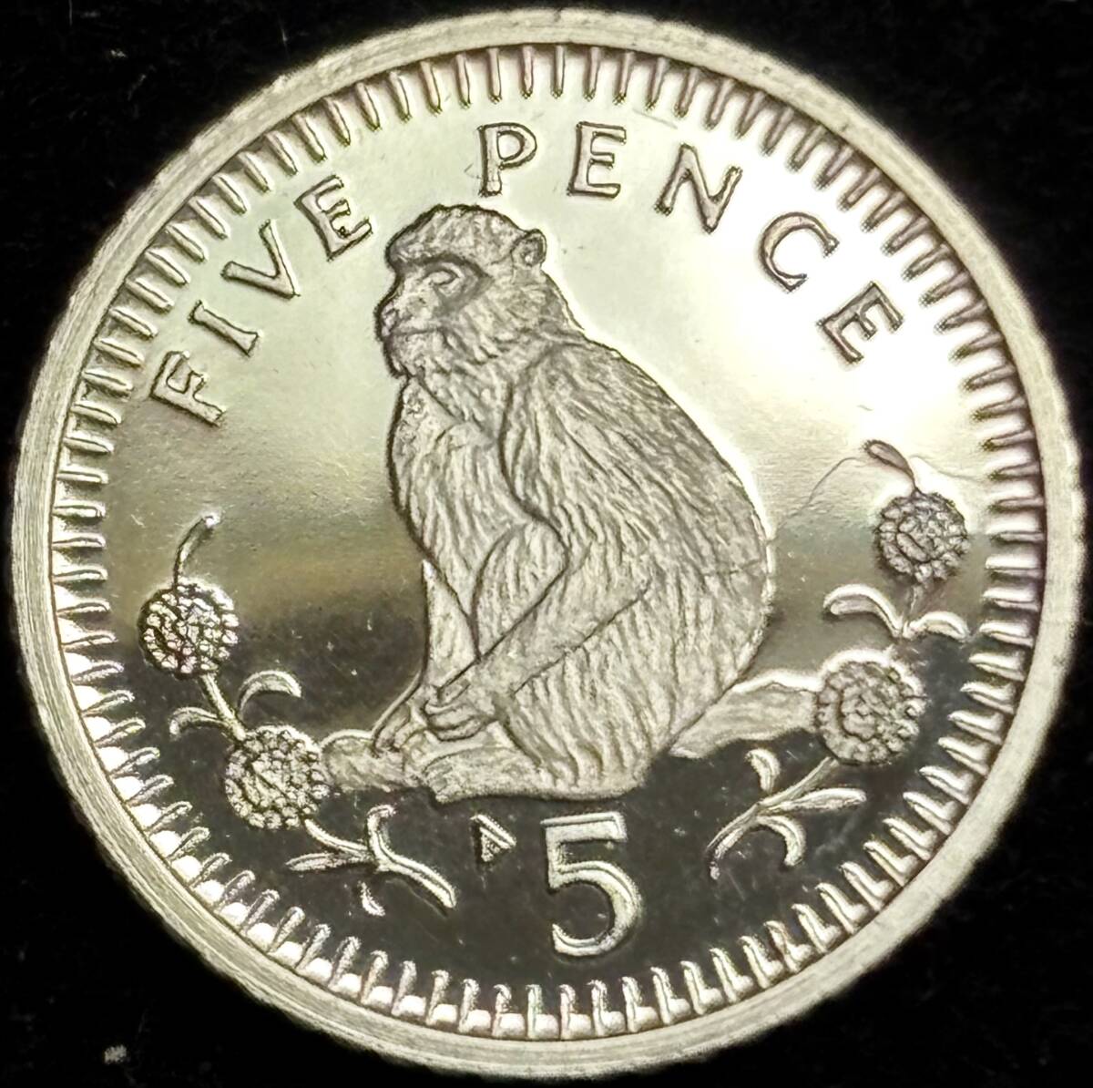 【英領ジブラルタル銀貨】(ピエフォー貨 7.3g 直径18mm 厚み3mm 1990年 プルーフ)
