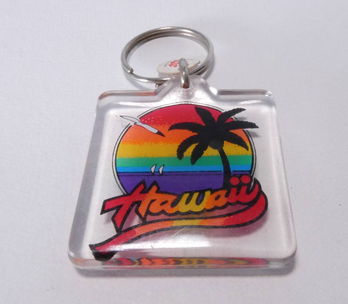 ハワイ HAWAII アクリルキーホルダー ヤシの木 夕日 レインボー 80s 90s 昭和レトロ ファンシー ポップ 当時物 お土産