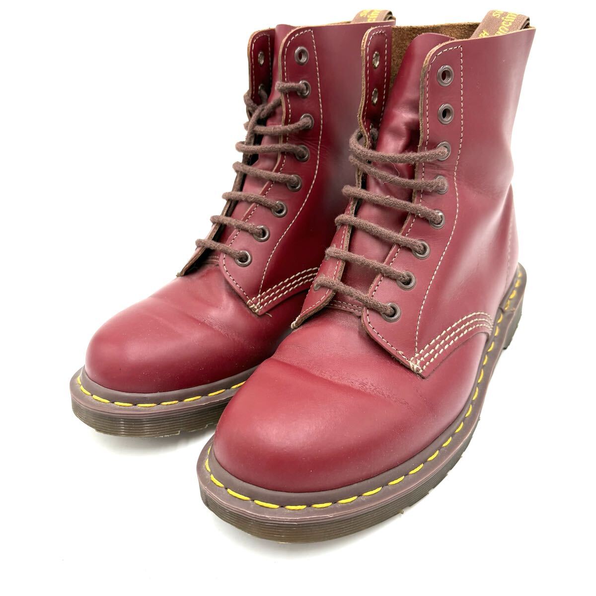 B ■ 英国製!! '希少 ビンテージ' Dr.Martens ドクターマーチン 1460 イエローステッチ 8ホール レースアップ ブーツ UK8 27cm シューズ 