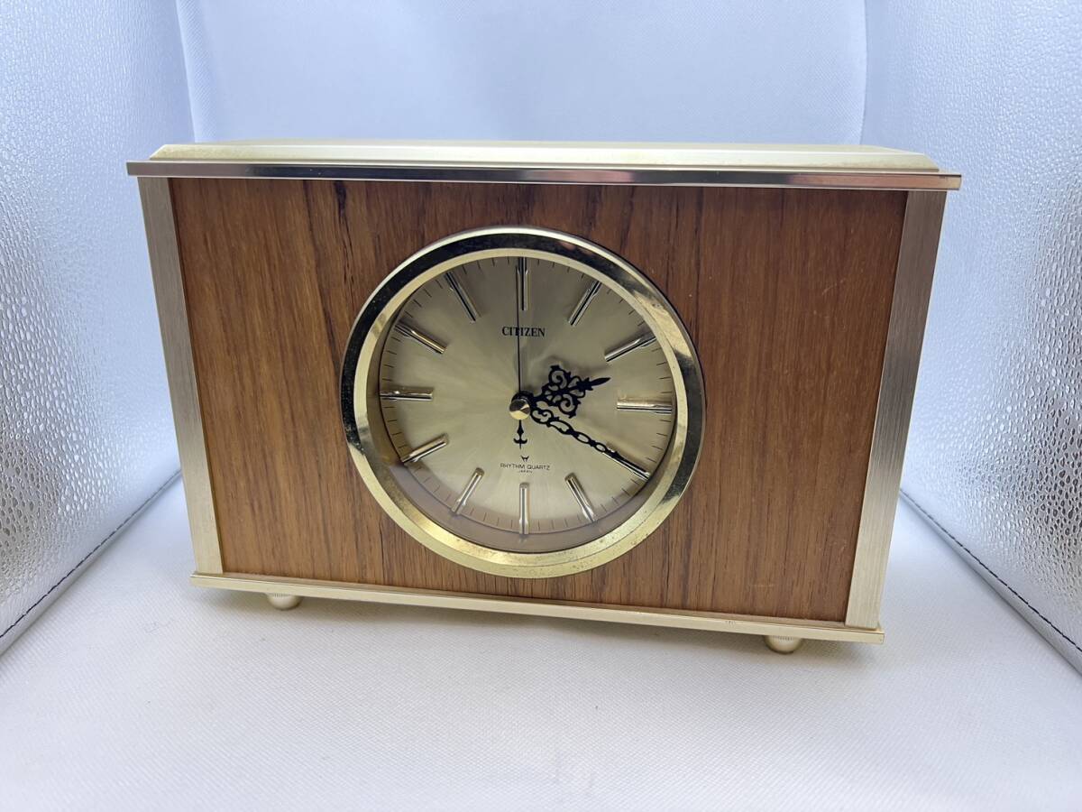 1円スタート★ シチズン 水晶時計 型番8RG0以降不明 置時計 クオーツ ジャンク品 リズムクオーツ レトロ アンティーク インテリア