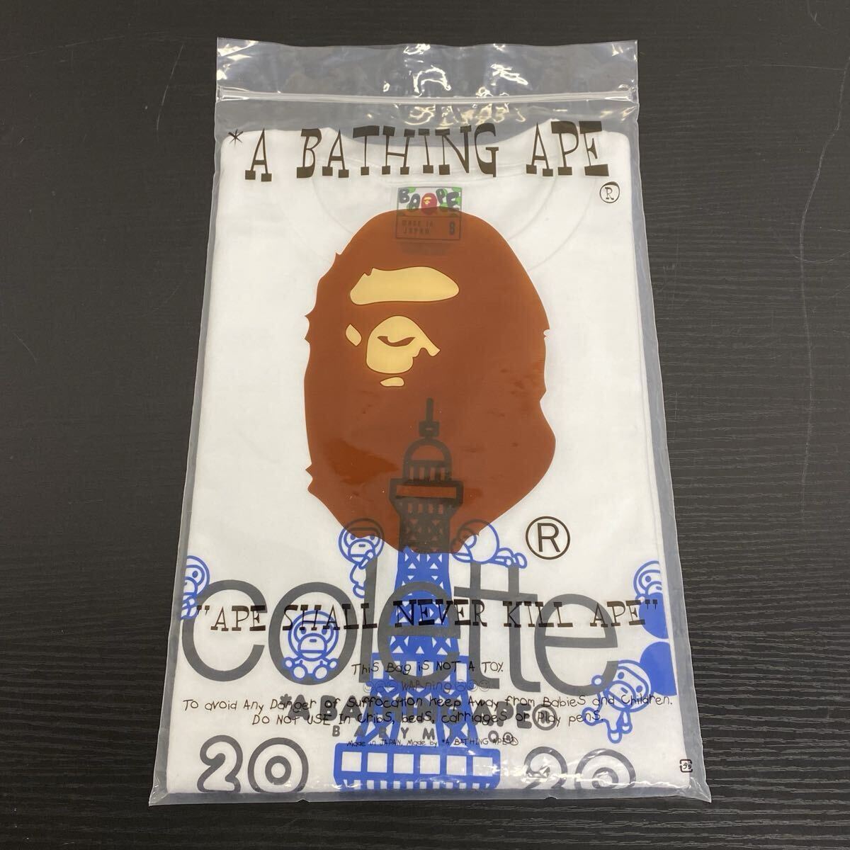 【5U7】1円スタート A BATHING APE ア ベイシング エイプ colette コレット コラボレーション コラボ Tシャツ Sサイズ エッフェル塔 半袖 