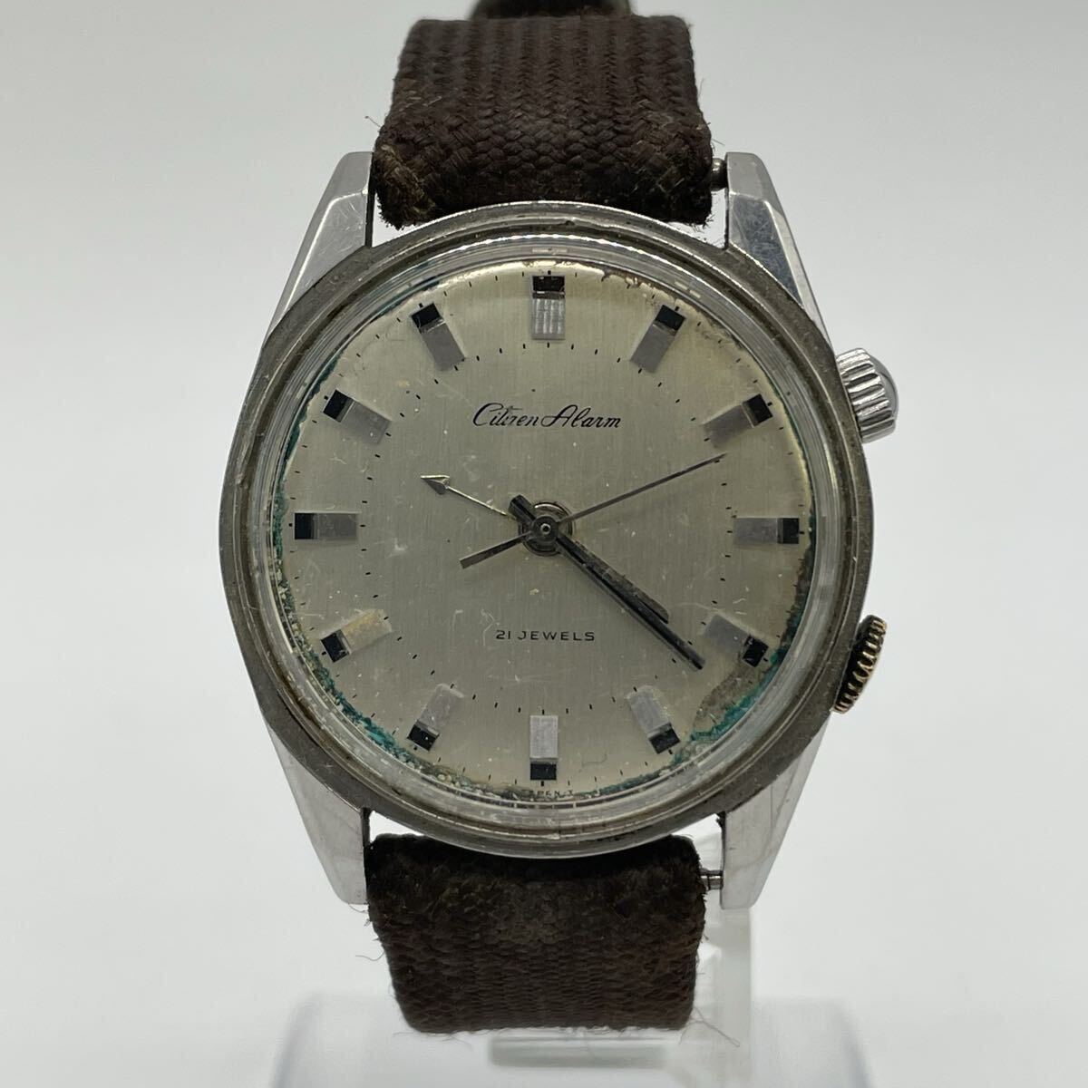 【5山25】1円スタート CITIZEN Citizen Alarm 21 JEWELS / AL053001-Y シチズン アラーム 21石 手巻き シルバーカラー 現状稼働品