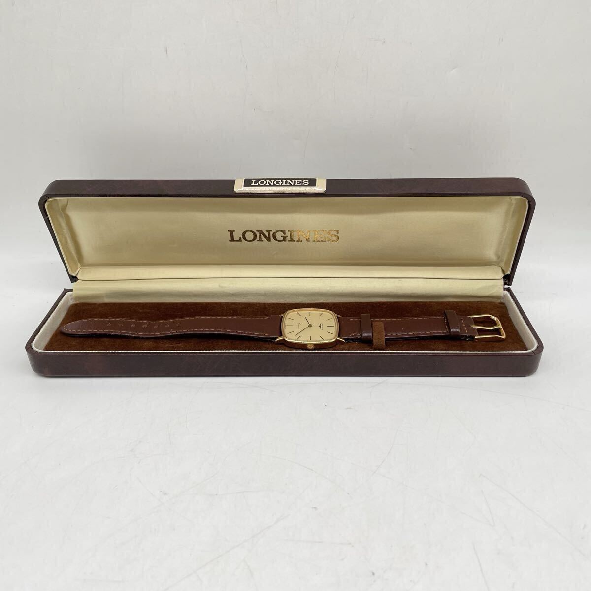 【5M25】1円スタート LONGINES Quartz / L 978.2 ロンジン クォーツ 電池式 ゴールドカラー ゴールド文字盤 腕時計 箱付き