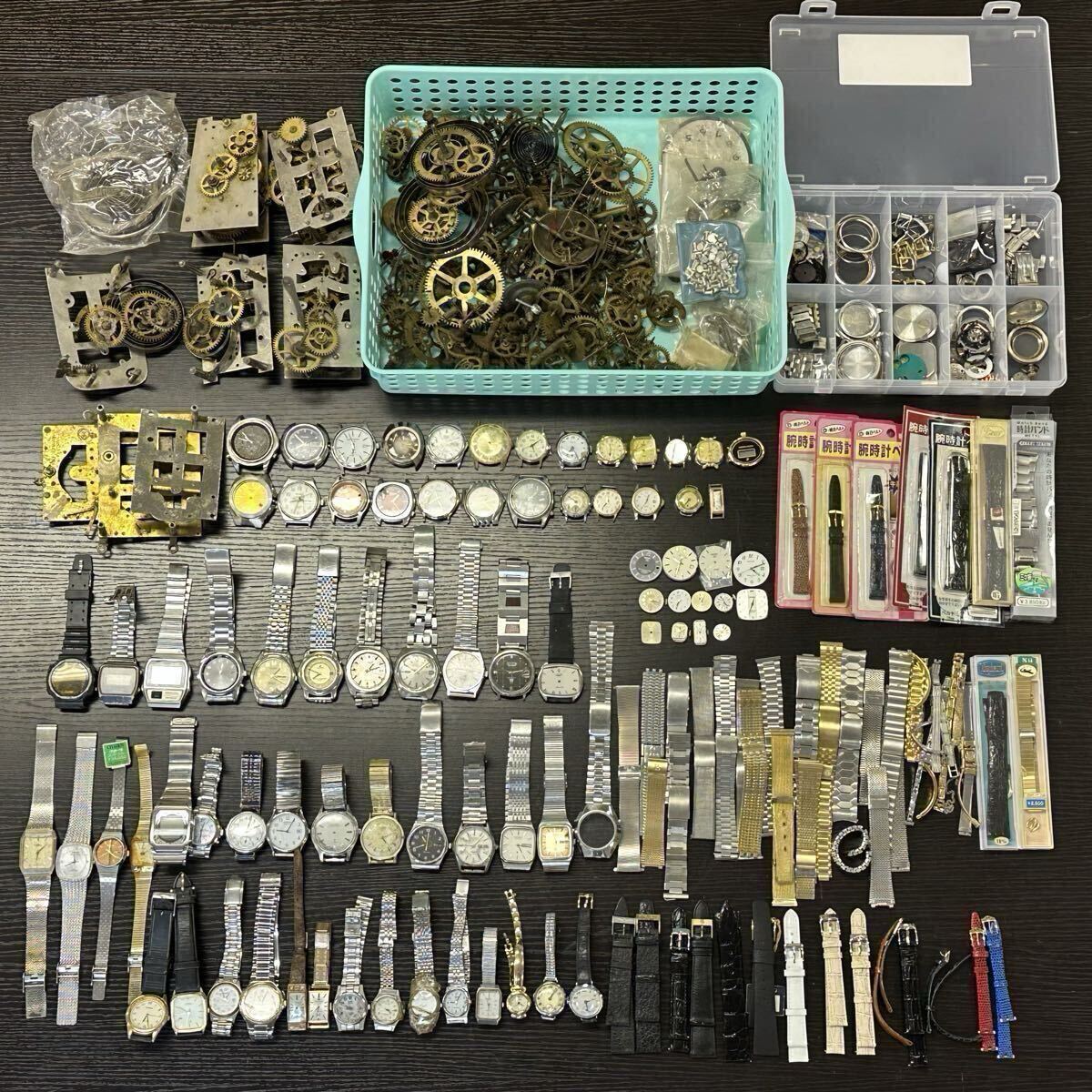 【5山65】1円スタート SEIKO CITIZEN ORIENT 他 ジャンク 時計 部品 まとめ ゼンマイ 歯車 機械式 クォーツ 手巻き 自動巻き 部品取り