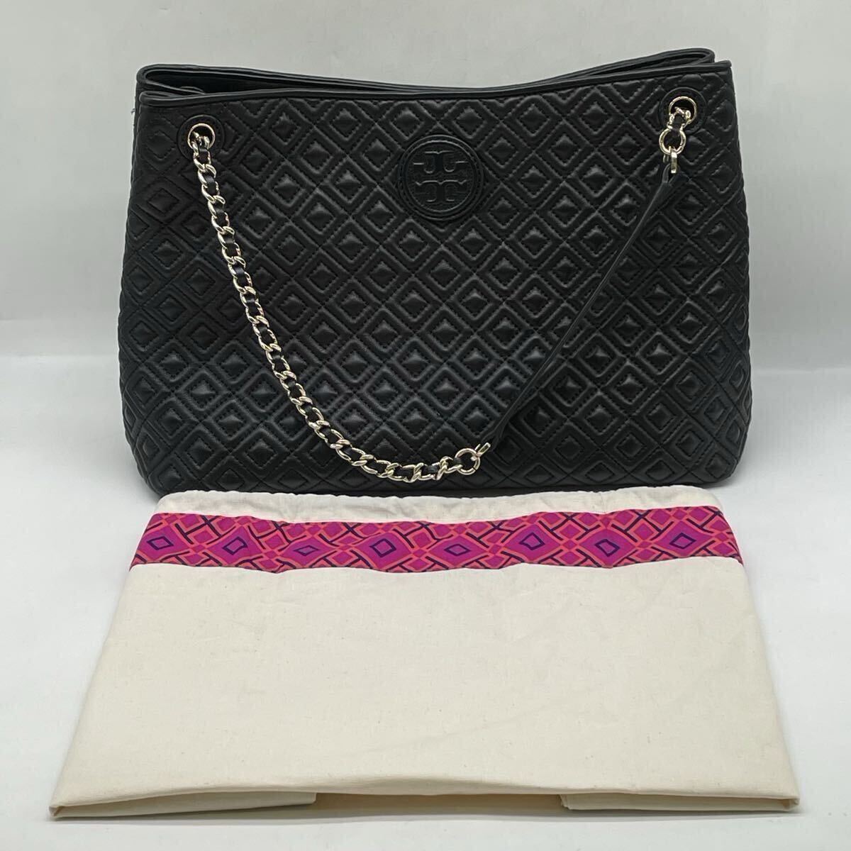 【5M43】1円スタート TORY BURCH トリーバーチ ショルダーバッグ チェーンショルダーバッグ マリオン レザー 肩掛け ブラック 鞄