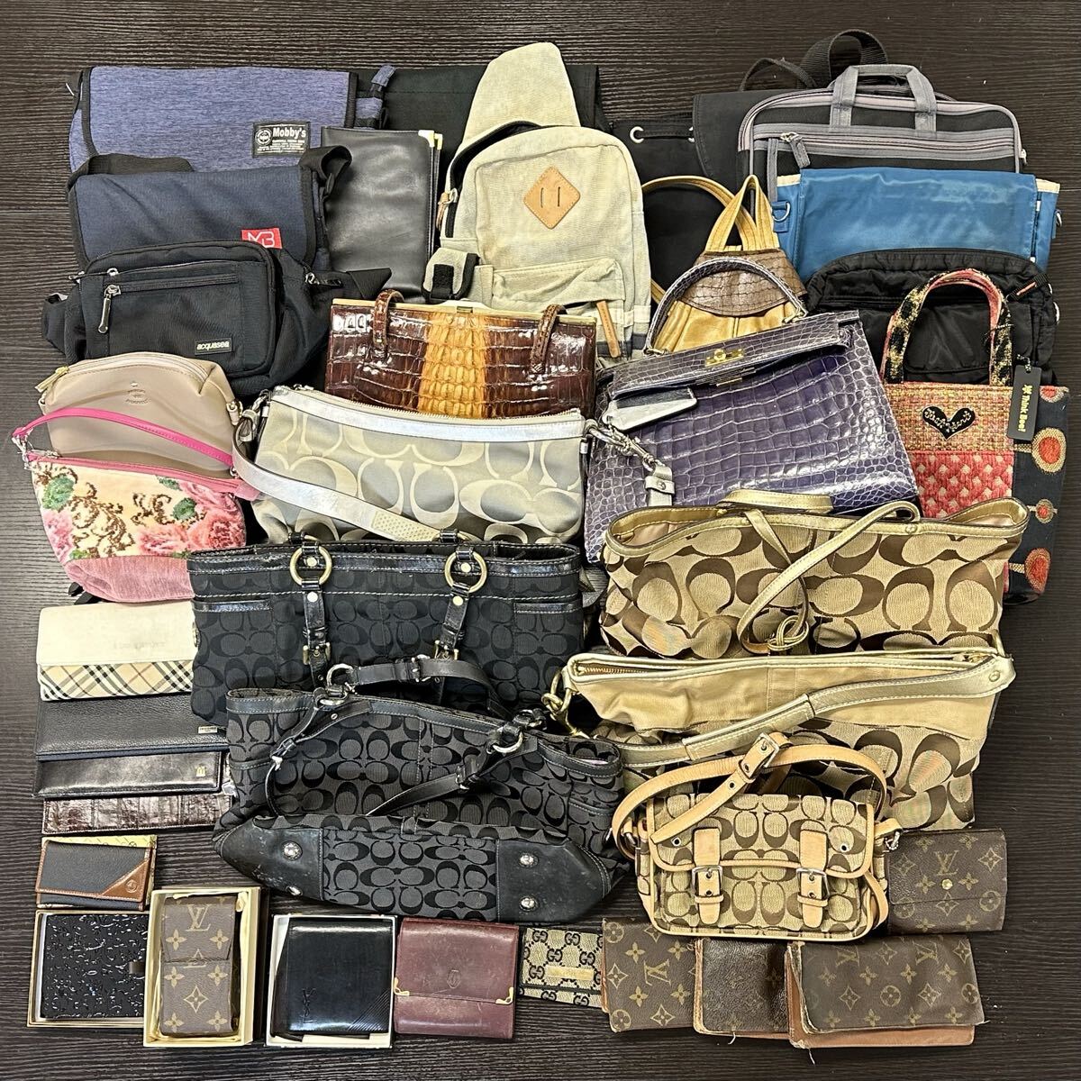 【5M52】1円スタート LOUIS VUITTON GUCCI Cartier COACH YSL 他 まとめて30点以上 鞄 カバン ショルダー ハンド バッグ 財布 キーケース 