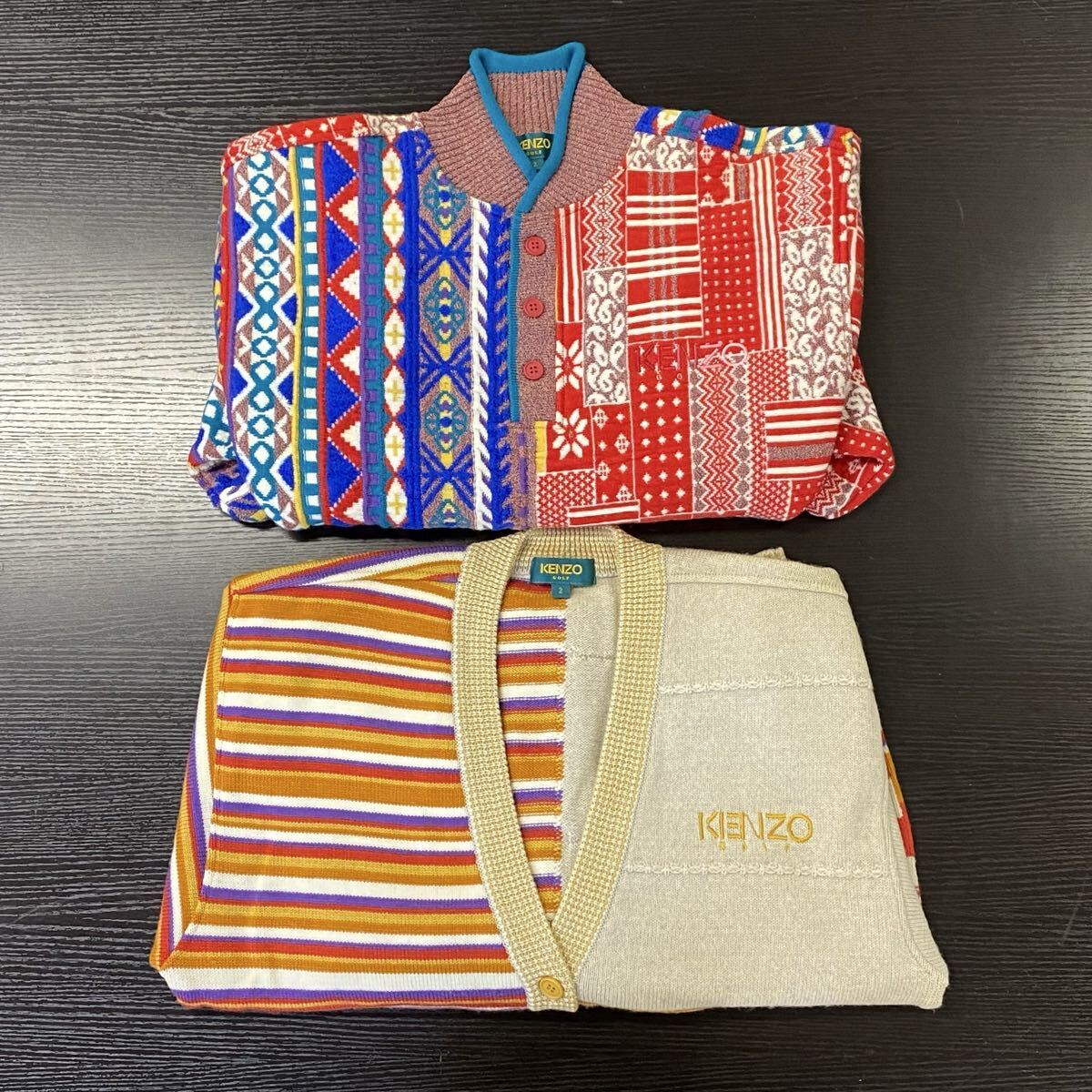 【5M33】1円スタート KENZO ケンゾー KENZO GOLF 2 ニット カーディガン セーター 上着 オレンジ系 赤系 2点セット ファッション 