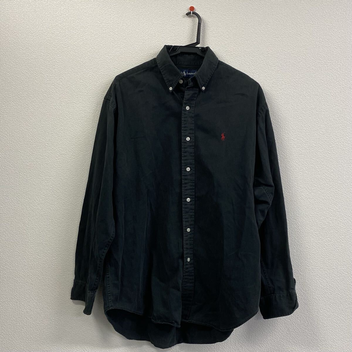 【5M27】1円スタート Ralph Lauren ラルフ ローレン 長袖シャツ ボタンダウンシャツ ブラック メンズ 肩幅約50cm 身幅約55cm 着丈約74cm
