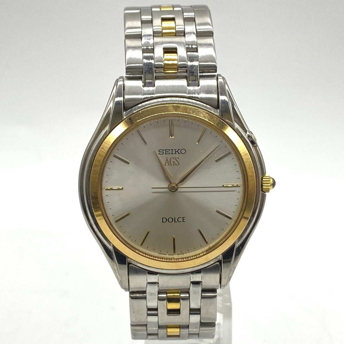 【5W23】 1円スタート SEIKO AGS DOLCE / 4M21-0A50 セイコー ドルチェ 18KT 18金 自動巻きクオーツ キネティック メンズ 腕時計 ゴールド 