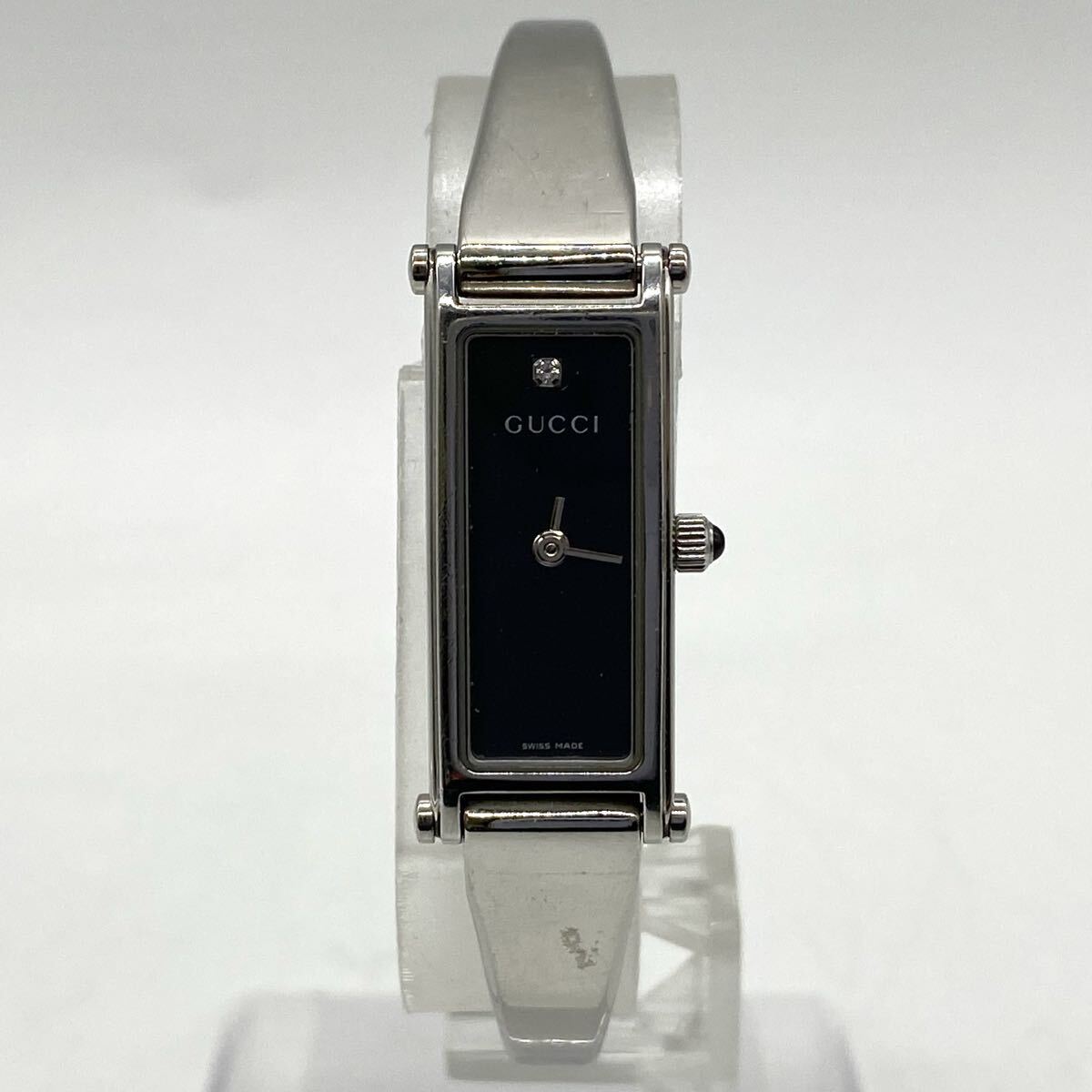 【5T36】 1円スタート GUCCI 1500L グッチ レディース クォーツ 腕時計 バングルウォッチ シルバーカラー ブラック