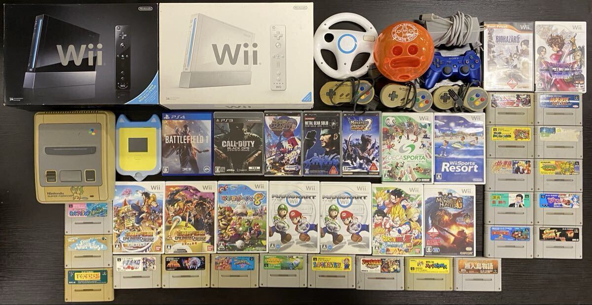 【5K19】1円スタート ゲーム機 ソフト まとめて 40点以上 Wii スーパーファミコン 妖怪Pad S 本体 コントローラー Nintendo BANDAI