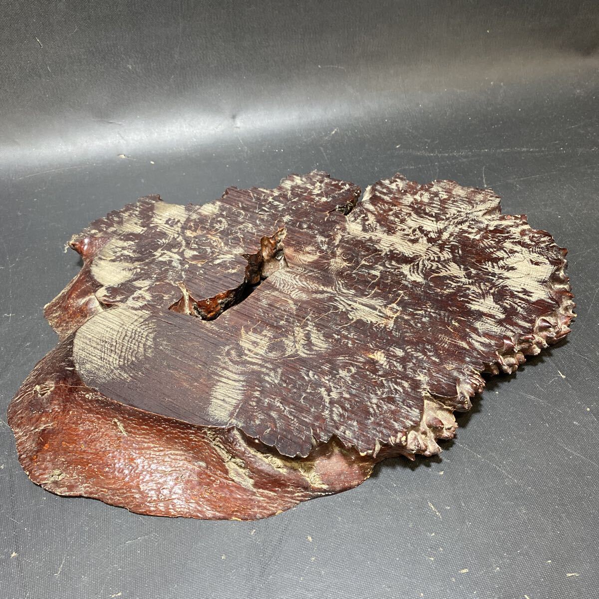N 7562　[ 天然木　瘤 敷板 ]　40㎝×27㎝ 花台 盆栽台 瓶台 飾台 香炉卓 茶道具 書道具 盆栽具 華道具 工芸品 保管品 現状品