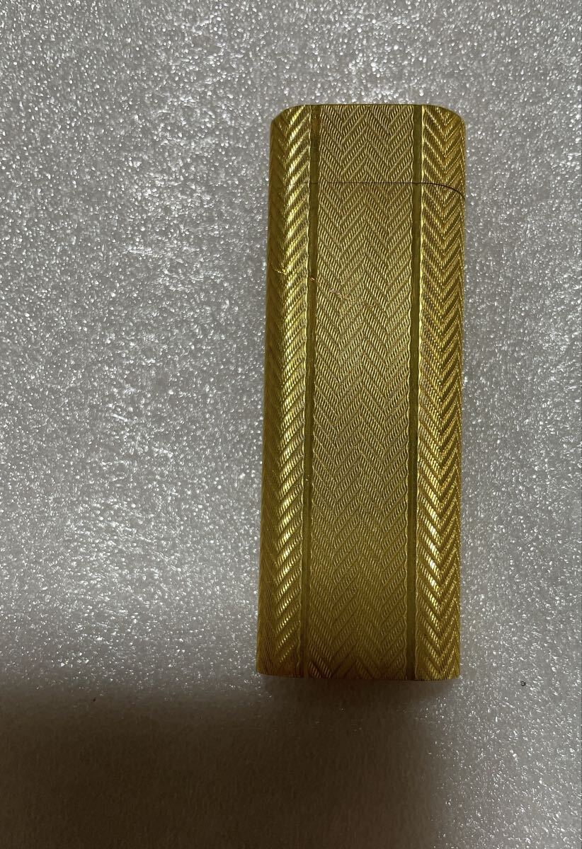 ③ Cartier カルティエ ゴールドカラー ローラー式 ガスライター 喫煙具 喫煙グッズ ヘリンボーン ライター ヴィンテージ レトロ