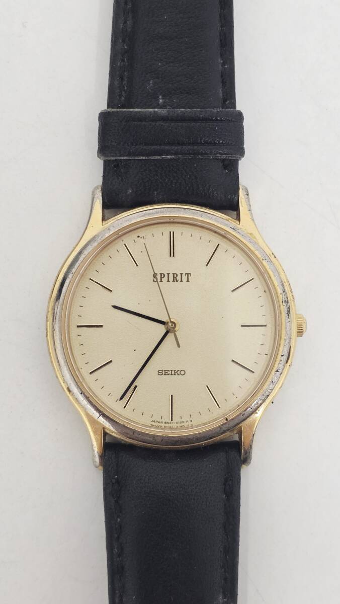 E-3466② 【同梱不可】980円～ 現状品　SEIKO/セイコー　SPIRIT　スピリット　8N41-6130　ゴールド文字盤　メンズ　クォーツ　腕時計