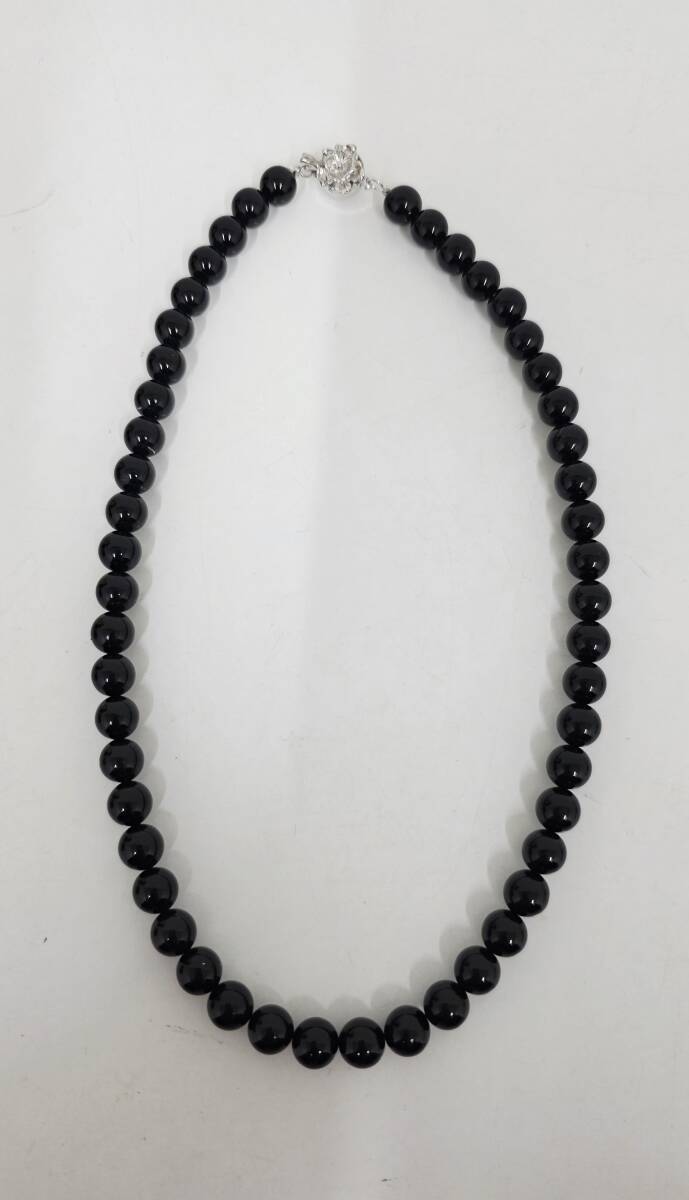 E-3231 【同梱不可】980円～ 現状品　黒玉　ネックレス　G SILVER刻印　シルバー　アクセサリー