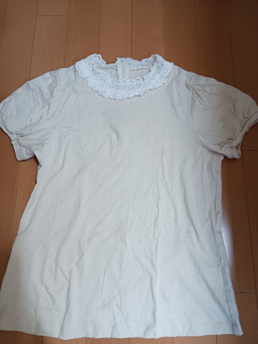 ジェーンマープル半袖パフスリーブカットソーアイボリーベージュJane Marple
