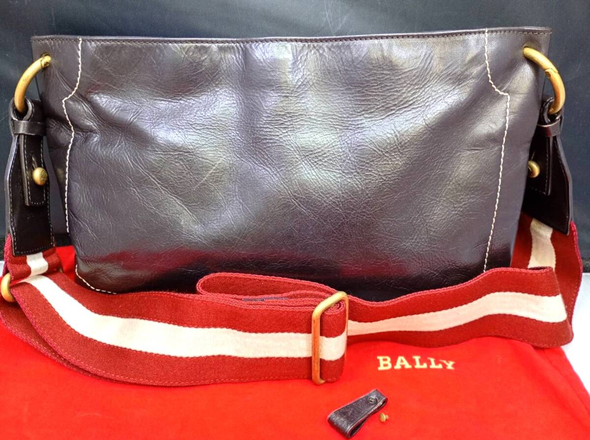 BALLY■バリー TRUSSA GG EC トラッサ トレインスポッティング ショルダー バッグ レザー×キャンバス 斜め掛け■中古品
