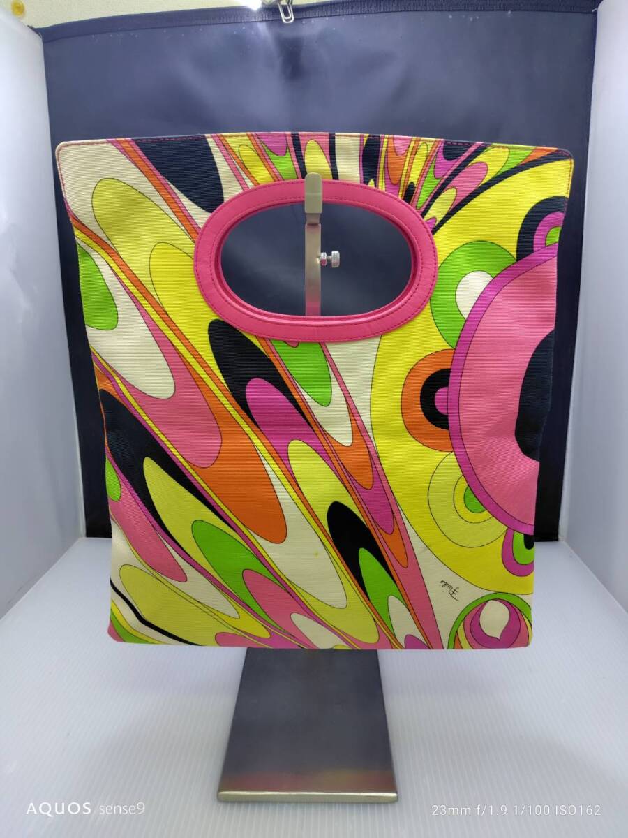 EMILIO PUCCI■エミリオ プッチ ナイロンクラッチバッグ ハンドバッグ マルチ力ラ―■中古品