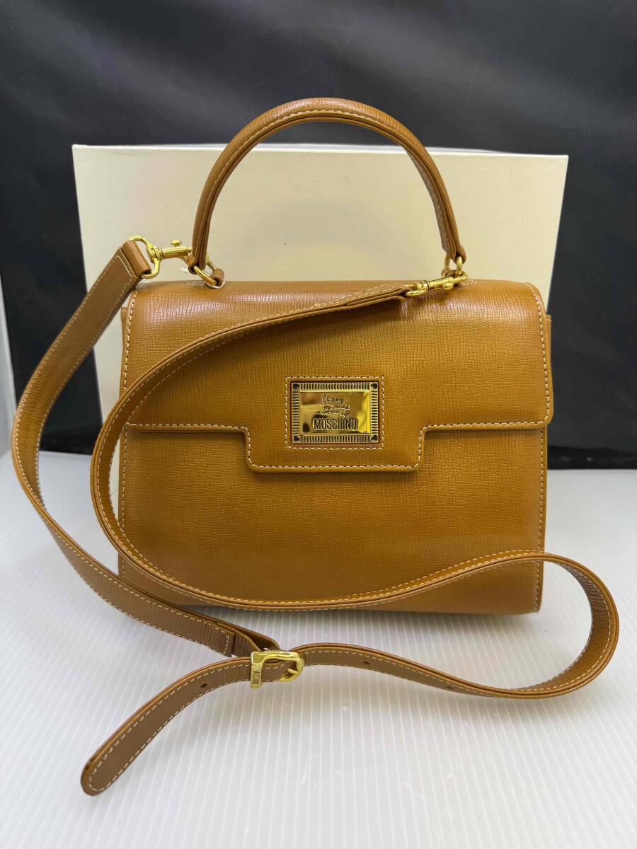 MOSCHINO■モスキーノ ヴィンテージ 701086 レディース 2Way ハンド ショルダー バッグ レザー ブラウン系 ■保管袋付き ■開封済未使用品