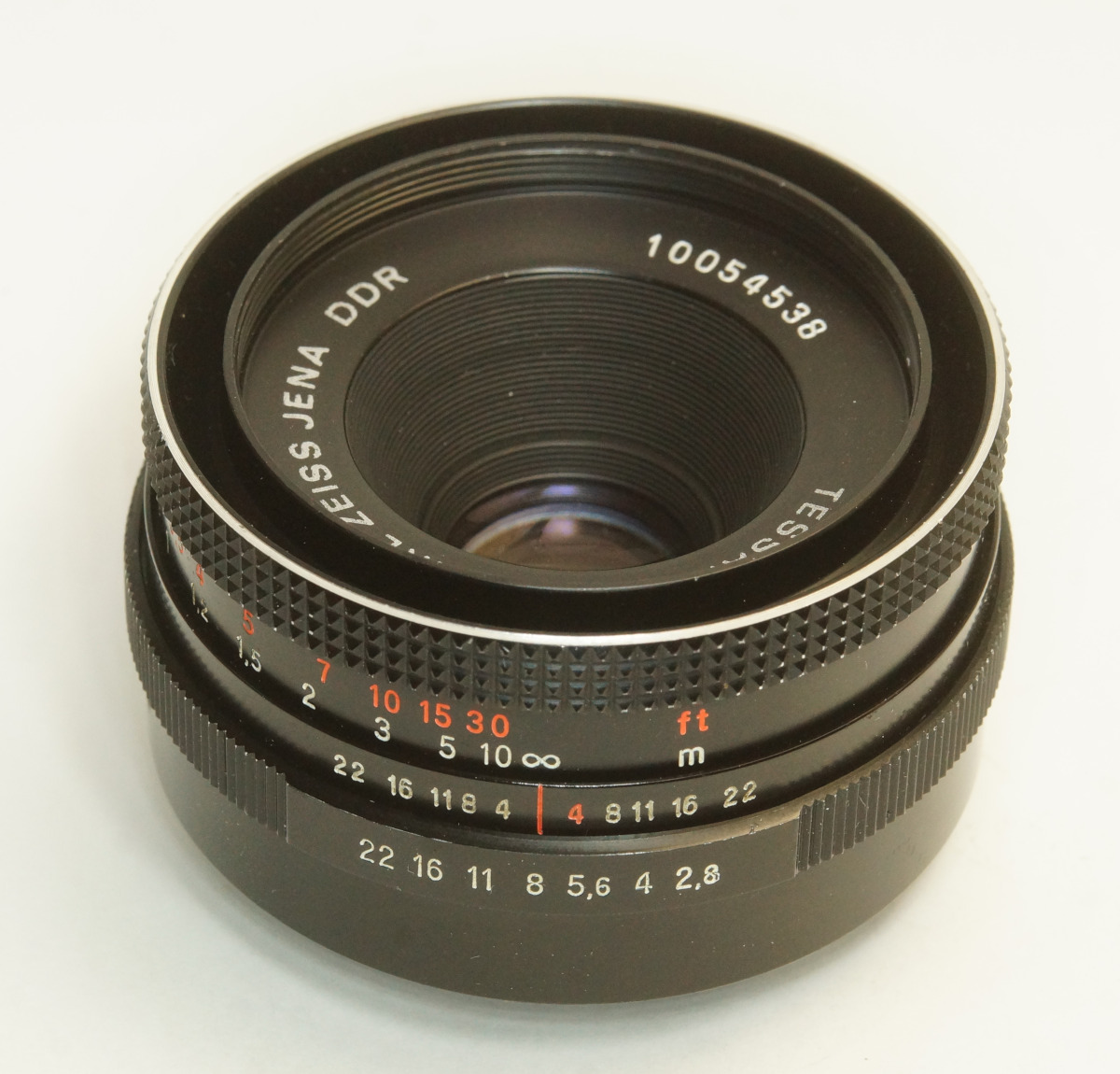 ドイツ製 Carl Zeiss Jena Tessar 2.8/50 M42 923NB-538 ブラック 後前期型 A/M切替レバー 旧文字体 赤ft