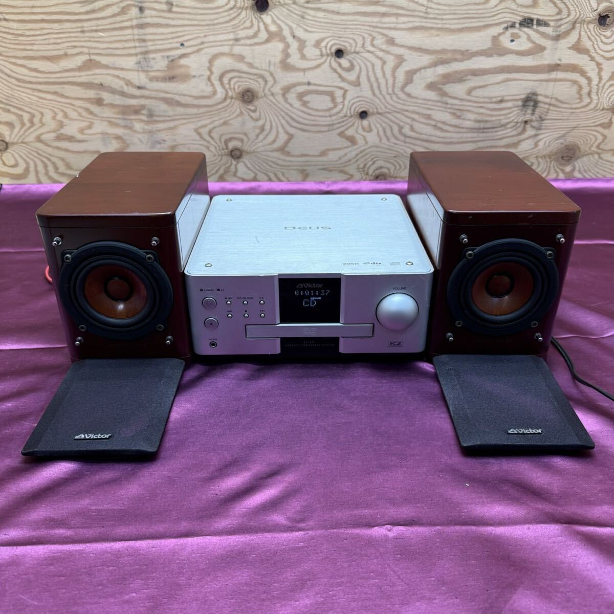 R81242 名機 Victor CA-EXAK1 DVDレシーバー SP-EXAK1 ウッドコーン スピーカー オーディオ機器 ビクター ミニコンポ 