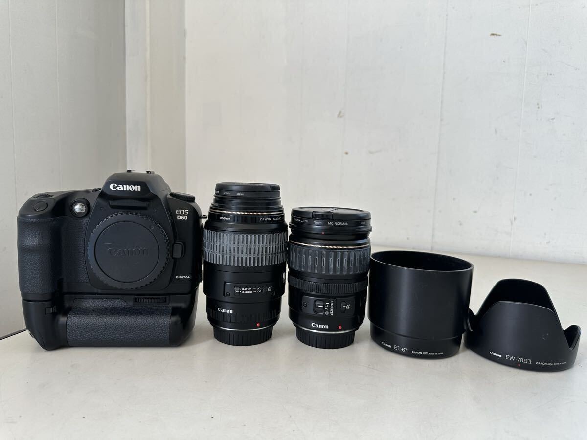 Canon キヤノン EOS D60/レンズ　EF 100mm 1:2.8 USM ULTRASONIC /EF 28-135mm 1:3.5-5.6 IS ULTRASONIC 現状品　ジャンク