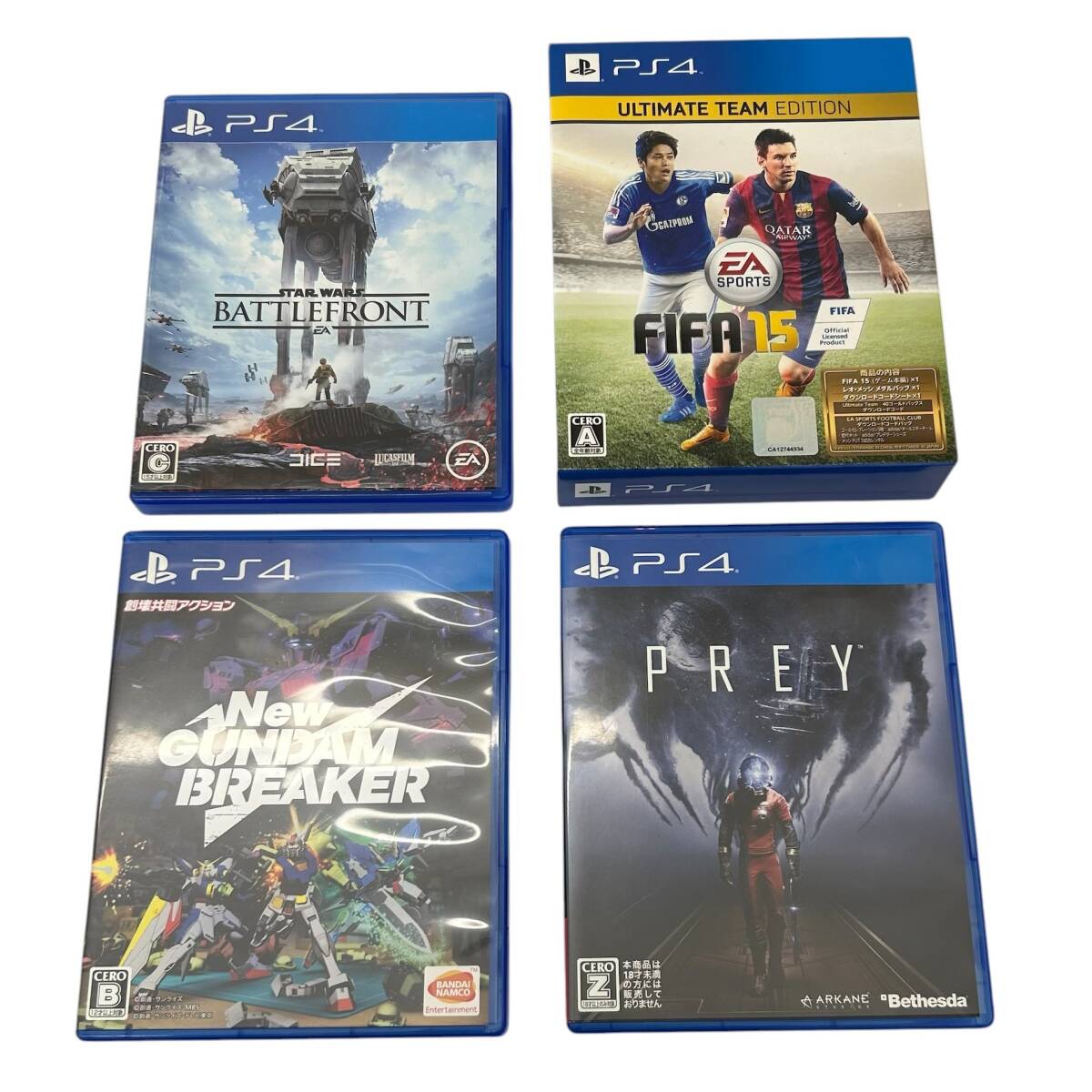 PlayStation4 PS4 ソフト まとめ 4点 FIFA15/Newガンダムブレイカー/PREY/STAR WARS BATTLEFRONT 動作未確認 中古