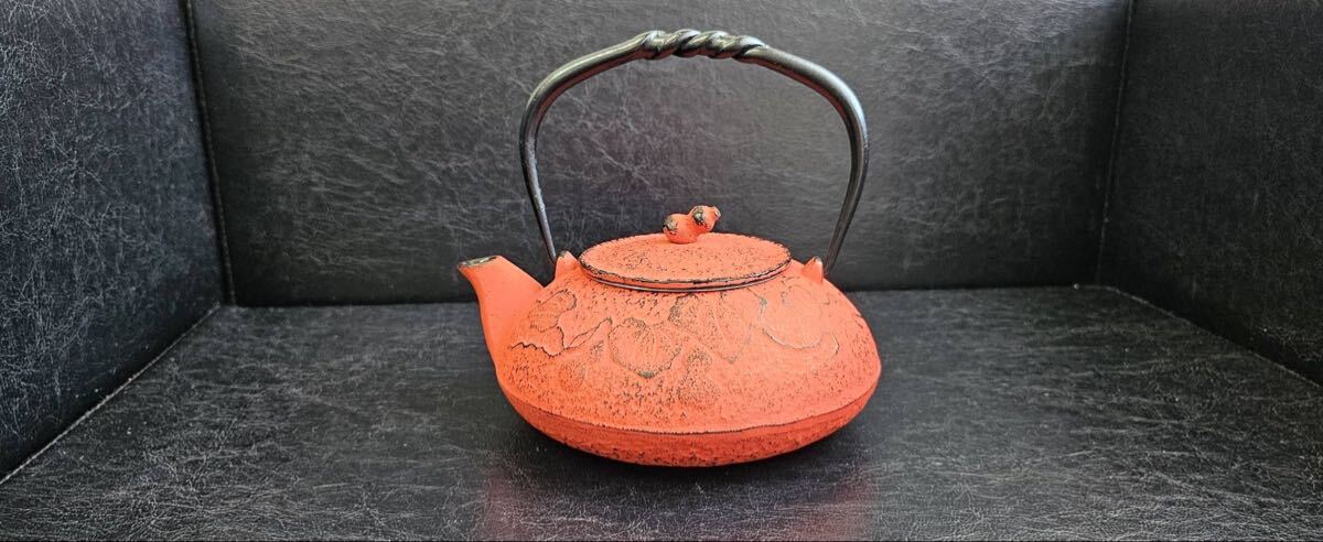 南部鉄器 及富 南部宝生堂 急須 ひさご 瓢 朝紅色 鉄瓶 金属工芸 鉄器 未使用保管品