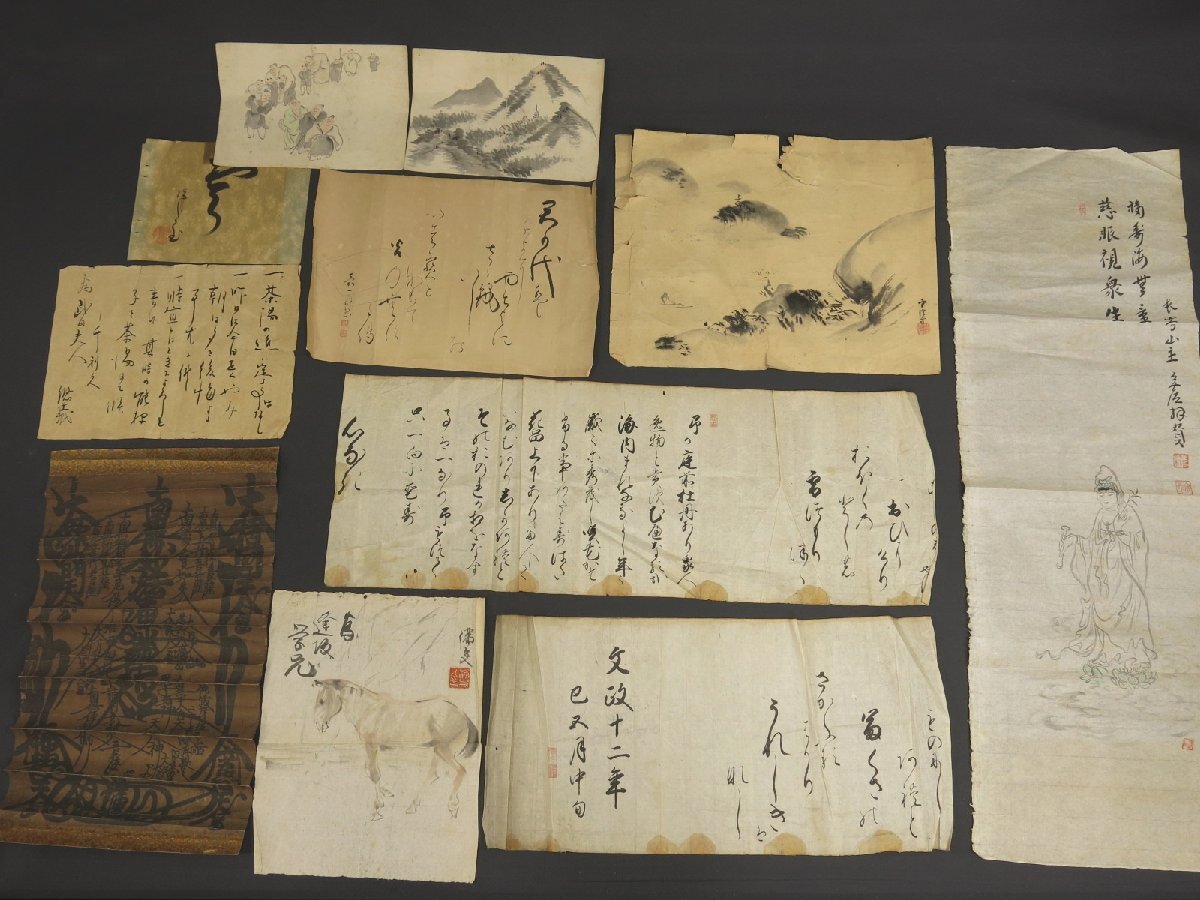 詳細不明 時代 書簡 日蓮宗髭曼荼羅 まくり 日本画 色々まとめて 肉筆 紙本 江戸期など 仏像 仏教美術 770