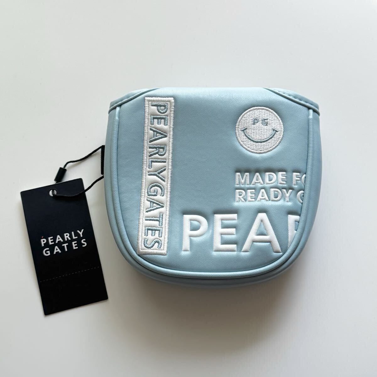 《新品》100円〜 タグ付 パーリーゲイツ PEARLY GATES 合皮マレット型用 パターカバー ゴルフ ニコちゃんマーク ブルー