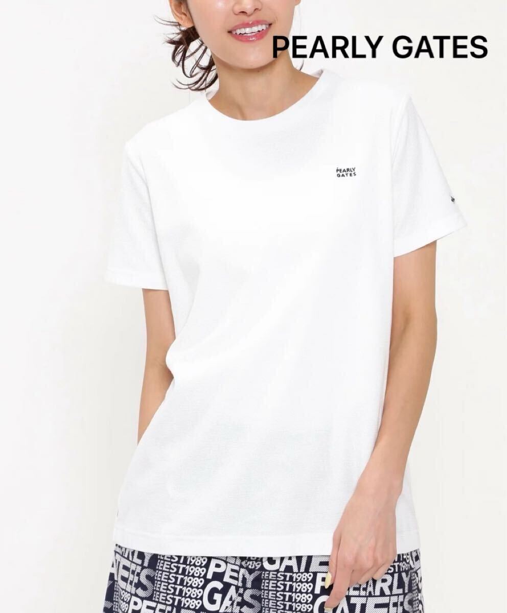 《新品》パーリーゲイツ PEARLY GATES 半袖Tシャツ 鹿の子 ホワイト ゴルフウェア レディース サイズ0