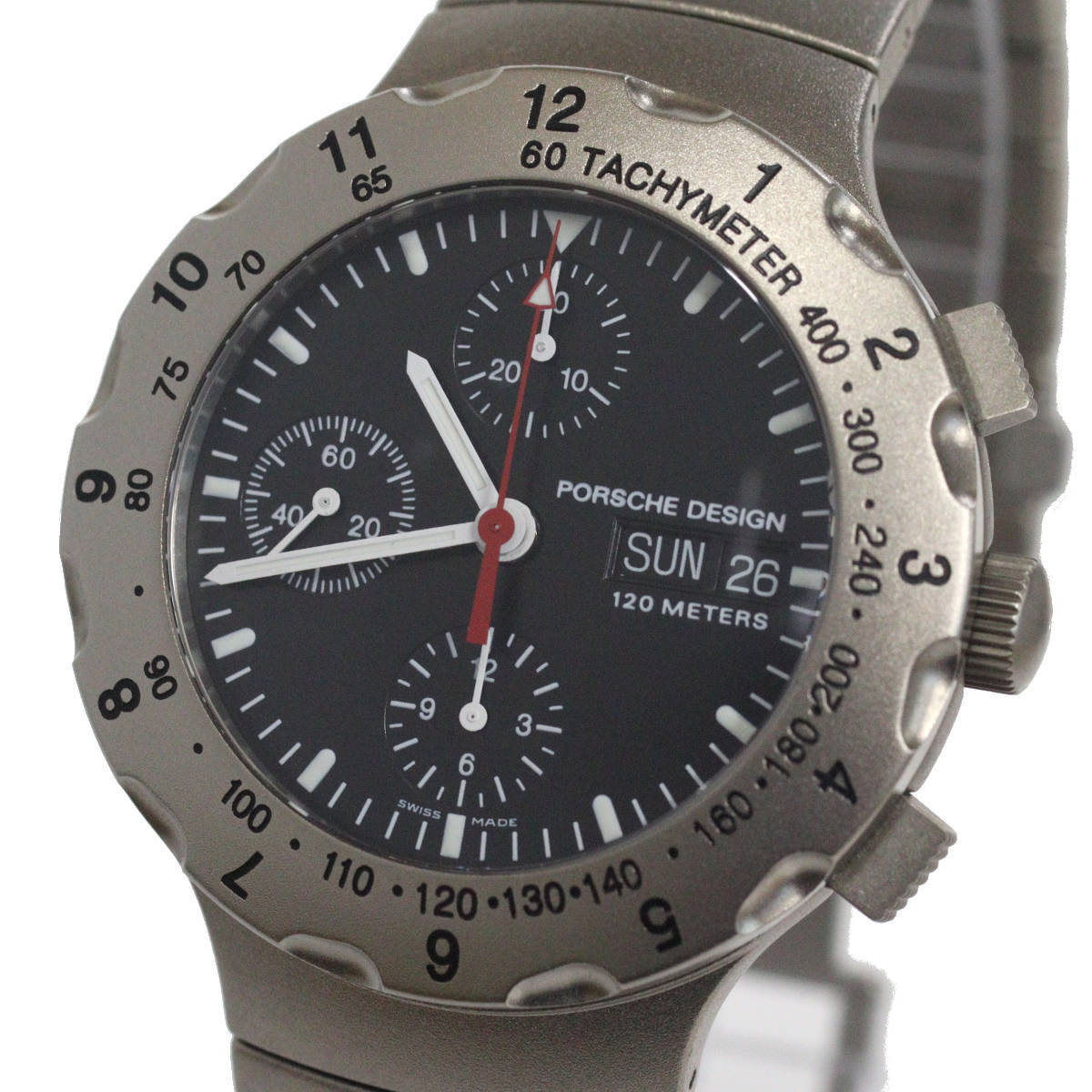 ポルシェデザイン チタン クロノグラフ by エテルナ(6500.10)ブラック文字盤 40.5mm PORSCHE DESIGN