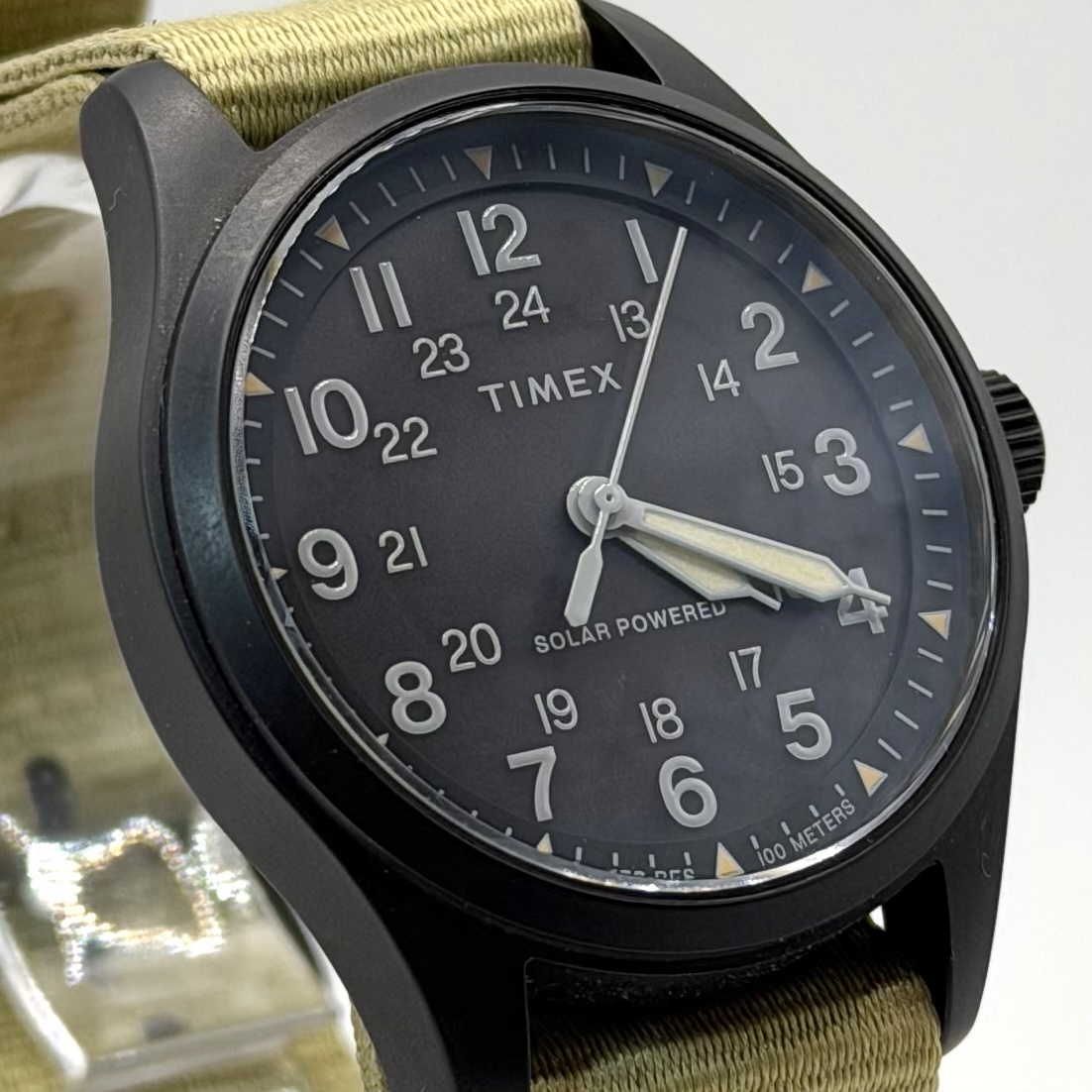 [稼動美品] TIMEX エクスペディションノース フィールドポスト SOLAR POWER ブラック文字盤 クォーツ 3針 アナログ メンズ 腕時計