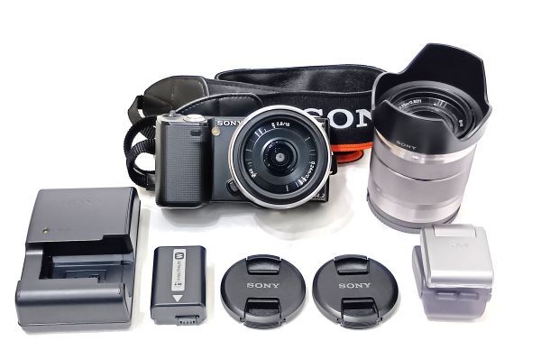 1円～◆SONY◆ソニー ミラーレス 一眼カメラ α NEX-5 E 2.8/16 E 3.5-5.6/18-55 OSS シャッターのみ確認 中古 現状品 長期保管品