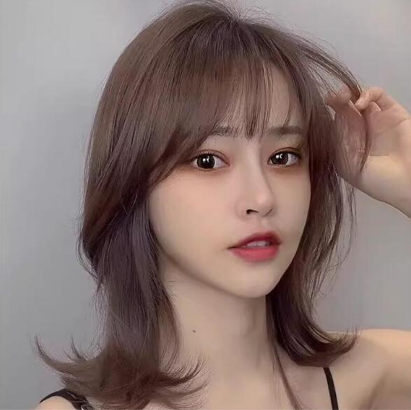 人気推薦フルウィッグ 人毛 ウィッグ かつら セミロングストレート 髪型 2色選択可 ブラウン