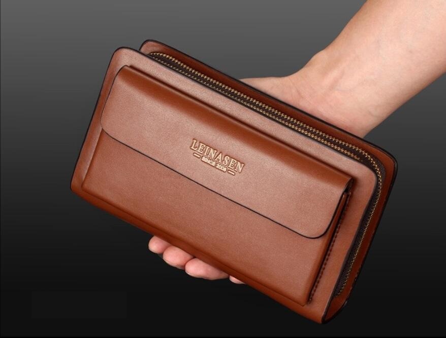 新品★お色選択可レザー財布 ダブルジッパー 大容量 大人 メンズ長財布紳士財布 シンプル ビジネス メンズポーチ ブラウン