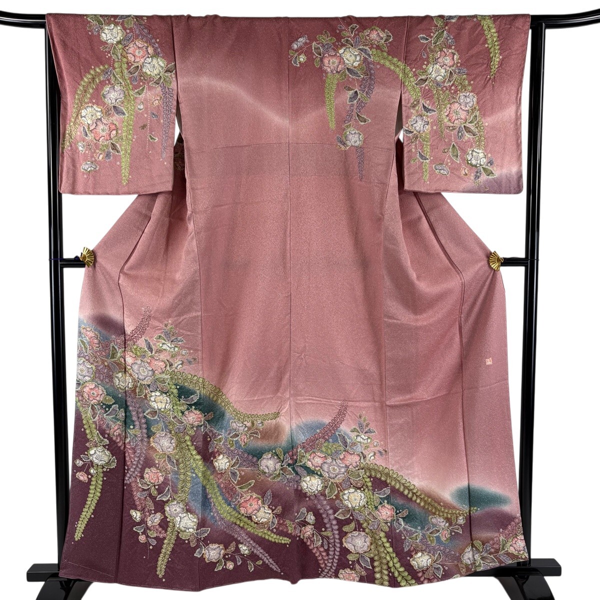 【美品】 訪問着 身丈160.5cm 裄丈65cm M 袷 落款 辻が花 ぼかし ピンク 正絹 名品 【中古】