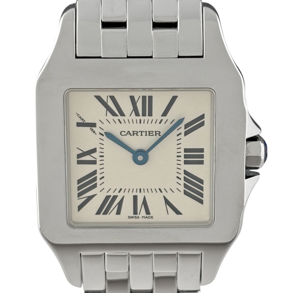 カルティエ CARTIER サントス ドゥモワゼル LM W25065Z5 腕時計 SS クォーツ アイボリー系 メンズ 【中古】