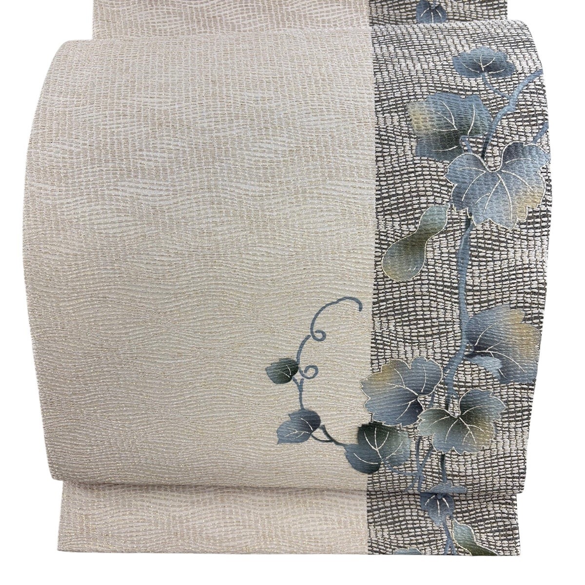 【美品】 袋帯 秀品 落款 瓢箪 金銀彩 箔 ベージュ 六通 正絹 【中古】