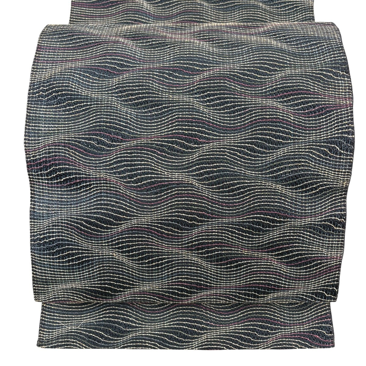 【美品】 名古屋帯 秀品 夏帯 八寸名古屋帯 松葉仕立て 幾何学 紺色 正絹 【中古】