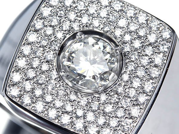 UKL18399SS【1円～】新品仕上【RK宝石】《Diamond》SI-2 Iカラー 極上ダイヤモンド 特大1.029ct 極上脇石ダイヤ Pt900 超高級 印台リング