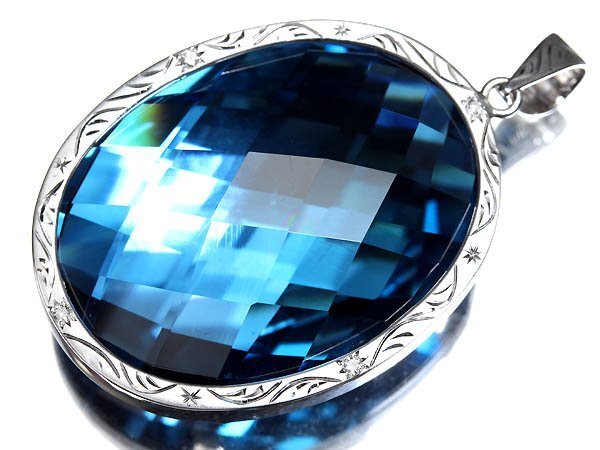 RM18540S【1円～】新品【RK宝石】超希少サイズ! 極上ブルートパーズ 102.7ct!! 極上ダイヤモンド K18WG 超高級ペンダントヘッド ネックレス