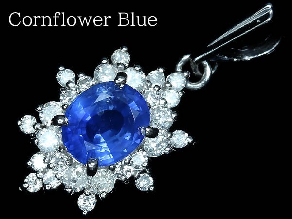 OL18356【1円～】新品【RK宝石】コーンフラワーブルー 極上サファイア 大粒1.02ct 極上ダイヤ Pt900 高級ペンダントヘッド Cornflower Blue